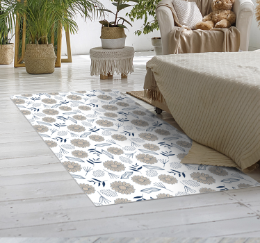 Alfombra de vinilo de flor margarita beige - TenVinilo