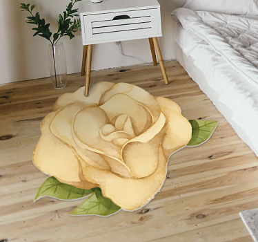 Alfombra vinílica amarilla forma de rosa - TenVinilo