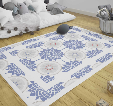 Alfombra de vinilo mandala azulejos azules - TenVinilo