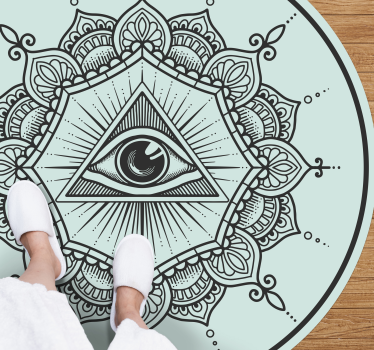 Alfombra de vinilo mandala En forma de ojo azul - TenVinilo
