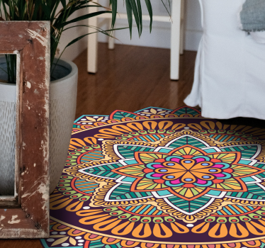 Alfombra de vinilo mandala Flor de mandala de colores - TenVinilo