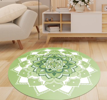 Alfombra de vinilo mandala floral verde - TenVinilo