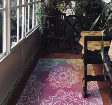 Alfombra de vinilo mandala Fondo de color arcoiris mandala - TenVinilo