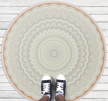 Alfombra vinílica étnica beige circular - TenVinilo