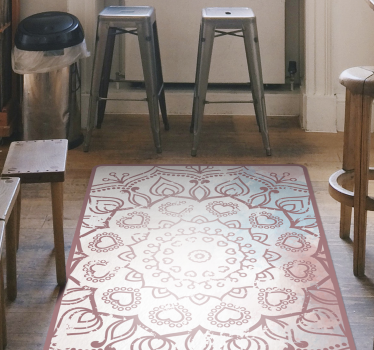 Alfombra de vinilo mandala Mandala dibujada colores pastel - TenVinilo