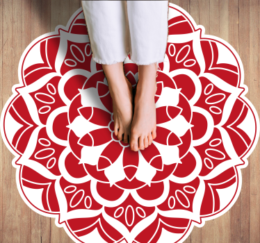 Alfombra de vinilo mandala Patrón de mandala floral rojo - TenVinilo