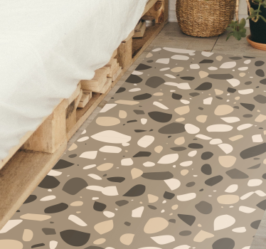 Alfombra de vinilo textura Terrazo clásico marrón - TenVinilo