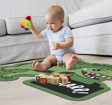 Alfombra de vinilo animal dinosaurio con nombre infantil - TenVinilo