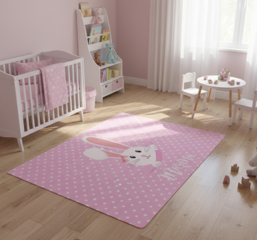 Alfombra vinílica animales con conejito bonito y nombre - TenVinilo