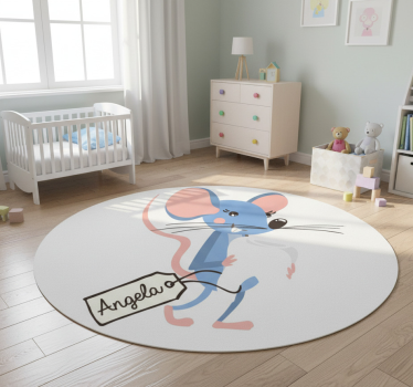 Alfombra vinílica animales ratón azul con nombre - TenVinilo