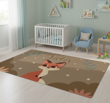 Alfombra vinílica animales zorrito lindo con nombre - TenVinilo