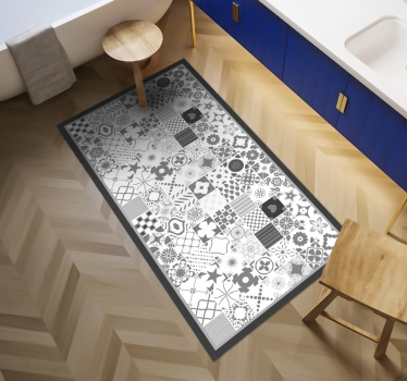 Alfombra vinilo baño azulejos grises trujillo - TenVinilo