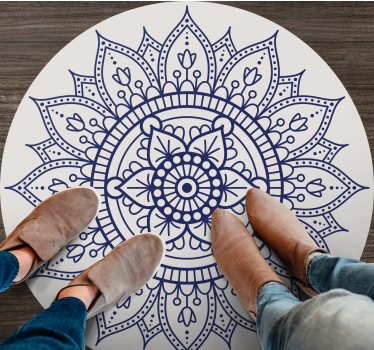 Alfombra vinílica circular mandala para salón - TenVinilo