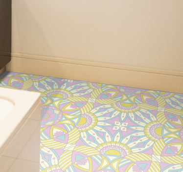 Alfombra vinílica cocina Mandala perfecta cocina colorida - TenVinilo