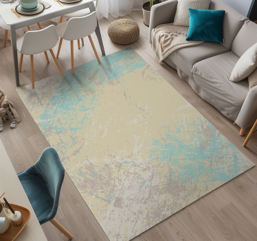 Alfombra vinílica comedor diseño abstracto amarillo y azul - TenVinilo