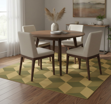 Alfombra vinílica comedor cubos 3d beige - TenVinilo