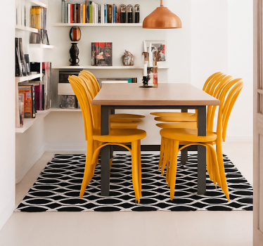 Alfombra vinílica comedor diseño ovalado monocromático - TenVinilo