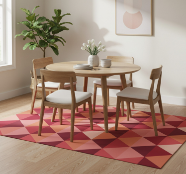 Alfombra vinílica comedor triángulos rojos y rosas - TenVinilo