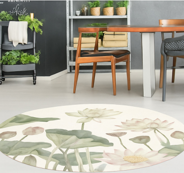 Alfombra vinílica comedor flores botánicas acuáticas - TenVinilo
