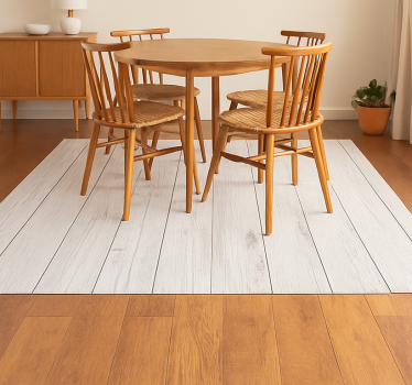 Alfombra vinílica comedor madera blanca desgastada - TenVinilo