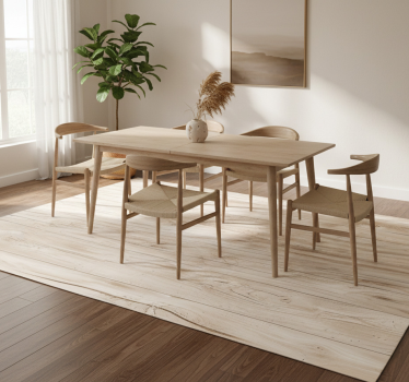 Alfombra vinílica comedor madera clara para mesa - TenVinilo