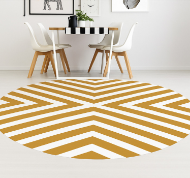 Alfombra vinílica comedor patrón de chevron mostaza - TenVinilo
