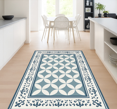 Alfombra vinílica comedor patrón de mosaico de cuatrifolio - TenVinilo