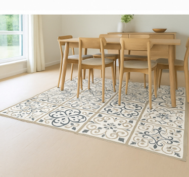 Alfombra vinílica comedor patrón de mosaico neutro - TenVinilo