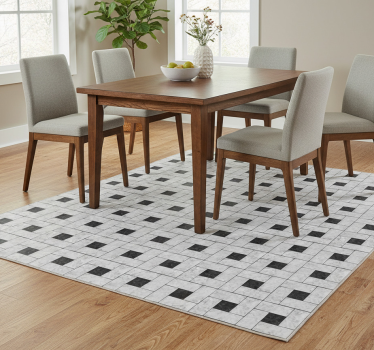 Alfombra vinílica comedor baldosas de piedra gris - TenVinilo