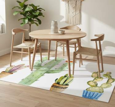 Alfombra vinílica comedor set variedad de cactus - TenVinilo