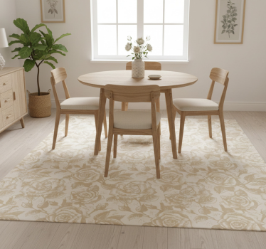 Alfombra vinílica comedor rosas vintage beige - TenVinilo