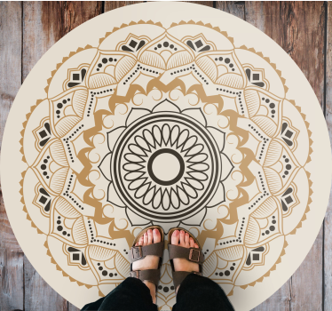 Alfombra vinílica diseño circular beige - TenVinilo