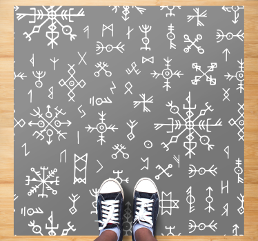 Alfombra vinílica étnica Diseño nórdico gris y blanco - TenVinilo