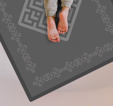 Alfombra vinílica étnica étnico rectangular gris - TenVinilo