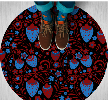 Alfombra vinílica étnica Fresas florales estilo ruso - TenVinilo