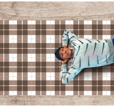 Alfombra vinílica hidráulica estampado de cuadros marrones - TenVinilo