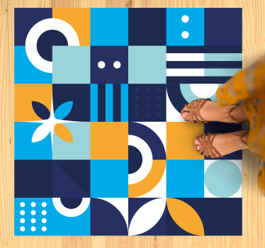 Alfombra vinílica hidráulica formas geométricas de colores - TenVinilo