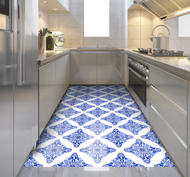Alfombra vinílica hidráulica azul estampado - TenVinilo