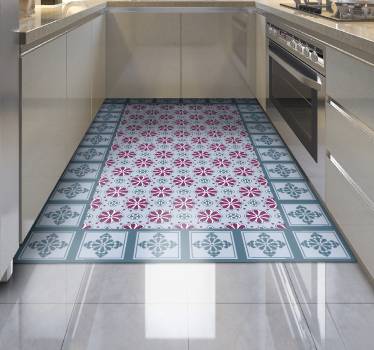 Alfombra vinílica hidráulica azulejo estampado adornado - TenVinilo