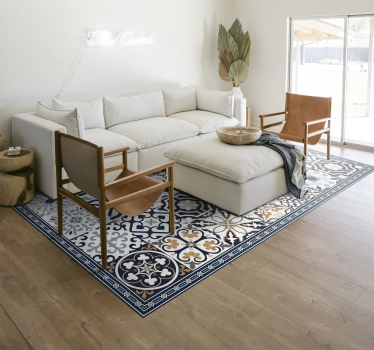Alfombra vinílica hidráulica azulejos adornados - TenVinilo