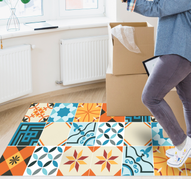 Alfombra vinílica hidráulica azulejos estampados - TenVinilo