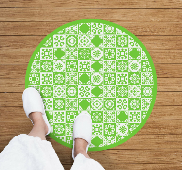 Alfombra vinílica hidráulica círculo de mosaico geométrico - TenVinilo