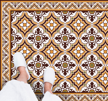 Alfombra vinílica hidráulica elaborado arreglo de mosaico - TenVinilo