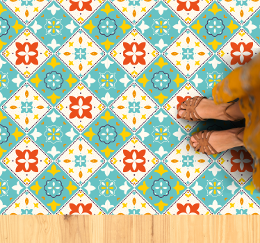 Alfombra vinílica hidráulica estilo inspirado en plantas - TenVinilo