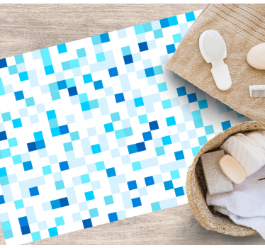 Alfombra vinílica hidráulica motivo de mosaico azul - TenVinilo