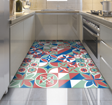 Alfombra vinílica colorida de azulejos - TenVinilo