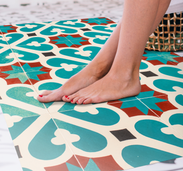Alfombra vinílica hidráulica patrón de azulejos moriscos - TenVinilo
