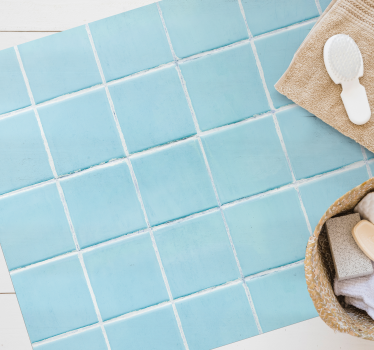 Alfombra vinílica hidráulica simulación de mosaico azul - TenVinilo