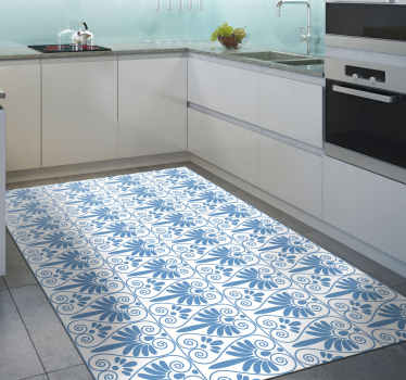 Alfombra vinílica hidráulica sofisticado motivo azul - TenVinilo