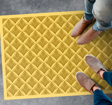 Alfombra vinílica hidráulica patrón de abanico amarillo - TenVinilo